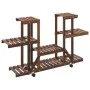 Soporte para flores con ruedas madera maciza abeto 110x25x78 cm de vidaXL, Soportes para macetas - Ref: Foro24-362855, Precio...