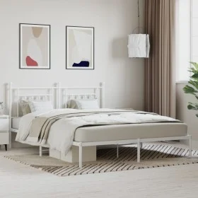 Estructura de cama de metal con cabecero blanco 183x213 cm de vidaXL, Camas y somieres - Ref: Foro24-353591, Precio: 106,14 €...