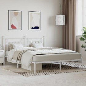 Bettgestell aus Metall mit weißem Kopfteil 180x200 cm von vidaXL, Betten und Lattenroste - Ref: Foro24-353590, Preis: 124,42 ...