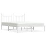 Bettgestell aus Metall mit weißem Kopfteil 180x200 cm von vidaXL, Betten und Lattenroste - Ref: Foro24-353590, Preis: 124,42 ...