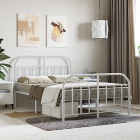 Estructura cama metal con cabecero y estribo blanco 120x190 cm