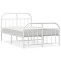 Metal bed frame with headboard and white footboard 120x190 cm by vidaXL, Beds and slatted bases - Ref: Foro24-353699, Price: ...