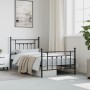 Bed frame with headboard and black metal footboard 100x190cm by vidaXL, Beds and slatted bases - Ref: Foro24-353549, Price: 9...