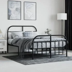 Estructura de cama cabecero y estribo metal negro 120x200 cm de vidaXL, Camas y somieres - Ref: Foro24-353651, Precio: 111,70...
