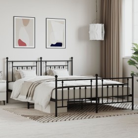 Black metal headboard and footboard bed frame 183x213cm by vidaXL, Beds and slatted bases - Ref: Foro24-353560, Price: 134,35...