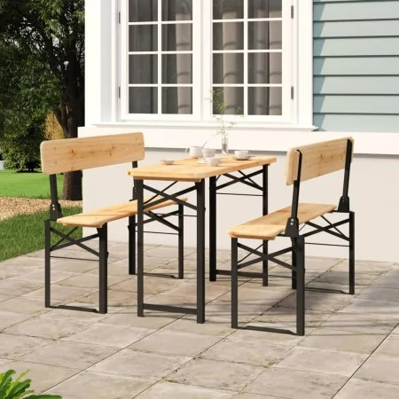 Folding bar table and benches 3 pieces solid fir wood by vidaXL, Garden sets - Ref: Foro24-363112, Price: 275,89 €, Discount: %