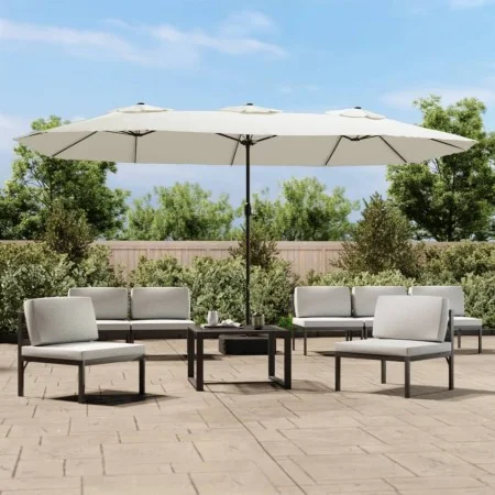 Sand white double parasol 449x245 cm by vidaXL, Umbrellas - Ref: Foro24-362945, Price: 154,11 €, Discount: %