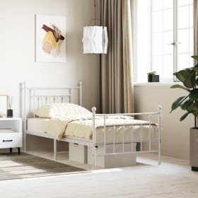 Estructura cama metal con cabecero y pie cama blanca 80x200 cm de vidaXL, Camas y somieres - Ref: Foro24-353595, Precio: 96,5...