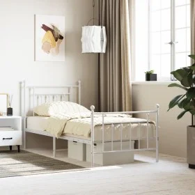 Estructura cama metal con cabecero y pie cama blanca 80x200 cm de vidaXL, Camas y somieres - Ref: Foro24-353595, Precio: 94,7...