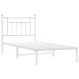 Bettgestell aus Metall mit weißem Kopfteil 90x200 cm von vidaXL, Betten und Lattenroste - Ref: Foro24-353579, Preis: 69,77 €,...