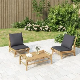 Bamboo garden chairs 2 units with dark gray cushions by vidaXL, Modular outdoor sofas - Ref: Foro24-363459, Price: 205,58 €, ...