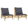 Bamboo garden chairs 2 units with dark gray cushions by vidaXL, Modular outdoor sofas - Ref: Foro24-363459, Price: 205,16 €, ...