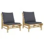 Bambus-Gartenstühle, 2 Einheiten, mit dunkelgrauen Kissen von vidaXL, Modulare Sofas für den Außenbereich - Ref: Foro24-36345...