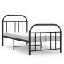 Bed frame with headboard and black metal footboard 90x190 cm by vidaXL, Beds and slatted bases - Ref: Foro24-353645, Price: 9...