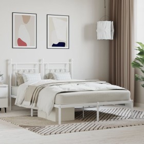 Bettgestell aus Metall mit weißem Kopfteil 150x200 cm von vidaXL, Betten und Lattenroste - Ref: Foro24-353588, Preis: 123,66 ...