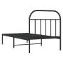 Bed frame with black metal headboard 90x190 cm by vidaXL, Beds and slatted bases - Ref: Foro24-353627, Price: 75,37 €, Discou...
