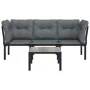 4-teiliges Gartenmöbel-Set Kunstrattan schwarz und grau von vidaXL, Modulare Sofas für den Außenbereich - Ref: Foro24-362803,...