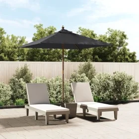 Sombrilla de jardín con poste de madera negro 198x198x231 cm de vidaXL, Sombrillas - Ref: Foro24-363189, Precio: 45,62 €, Des...