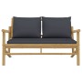 Gartenbank aus Bambus mit dunkelgrauen Kissen von vidaXL, Modulare Sofas für den Außenbereich - Ref: Foro24-363464, Preis: 13...