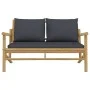 Gartenbank aus Bambus mit dunkelgrauen Kissen von vidaXL, Modulare Sofas für den Außenbereich - Ref: Foro24-363464, Preis: 13...