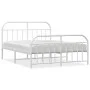 Estructura cama metal con cabecero y estribo blanco 160x200 cm de vidaXL, Camas y somieres - Ref: Foro24-353705, Precio: 109,...