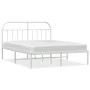 Bettgestell aus weißem Metall mit Kopfteil 160x200 cm von vidaXL, Betten und Lattenroste - Ref: Foro24-353687, Preis: 123,77 ...