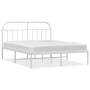 Bettgestell aus weißem Metall mit Kopfteil 160x200 cm von vidaXL, Betten und Lattenroste - Ref: Foro24-353687, Preis: 124,73 ...