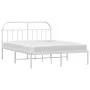 White metal bed frame with headboard 160x200 cm by vidaXL, Beds and slatted bases - Ref: Foro24-353687, Price: 123,77 €, Disc...