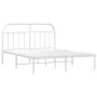 Bettgestell aus weißem Metall mit Kopfteil 160x200 cm von vidaXL, Betten und Lattenroste - Ref: Foro24-353687, Preis: 123,77 ...
