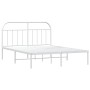 Bettgestell aus weißem Metall mit Kopfteil 160x200 cm von vidaXL, Betten und Lattenroste - Ref: Foro24-353687, Preis: 124,73 ...