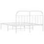 Bettgestell aus weißem Metall mit Kopfteil 160x200 cm von vidaXL, Betten und Lattenroste - Ref: Foro24-353687, Preis: 123,77 ...