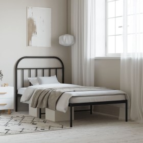 Bettgestell mit schwarzem Metallkopfteil 100x190 cm von vidaXL, Betten und Lattenroste - Ref: Foro24-353629, Preis: 79,71 €, ...