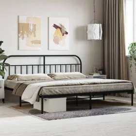 Bettgestell mit schwarzem Metallkopfteil 193x203 cm von vidaXL, Betten und Lattenroste - Ref: Foro24-353641, Preis: 122,63 €,...