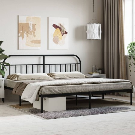 Estructura de cama con cabecero metal negro 193x203 cm de vidaXL, Camas y somieres - Ref: Foro24-353641, Precio: 124,50 €, De...