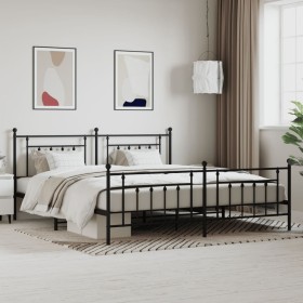 Black metal headboard and footboard bed frame 200x200 cm by vidaXL, Beds and slatted bases - Ref: Foro24-353562, Price: 152,0...