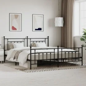 Black metal headboard and footboard bed frame 200x200 cm by vidaXL, Beds and slatted bases - Ref: Foro24-353562, Price: 149,5...