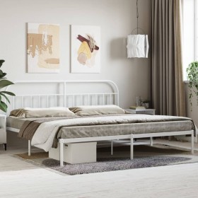 Bettgestell aus weißem Metall mit Kopfteil 200x200 cm von vidaXL, Betten und Lattenroste - Ref: Foro24-353691, Preis: 113,17 ...