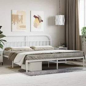 White metal bed frame with headboard 200x200 cm by vidaXL, Beds and slatted bases - Ref: Foro24-353691, Price: 111,59 €, Disc...