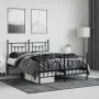 Black metal headboard and footboard bed frame 140x190 cm by vidaXL, Beds and slatted bases - Ref: Foro24-353555, Price: 127,6...