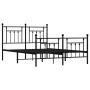 Black metal headboard and footboard bed frame 140x190 cm by vidaXL, Beds and slatted bases - Ref: Foro24-353555, Price: 127,6...