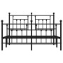 Bettgestell mit Kopf- und Fußteil aus schwarzem Metall, 140 x 190 cm von vidaXL, Betten und Lattenroste - Ref: Foro24-353555,...