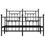 Black metal headboard and footboard bed frame 140x190 cm by vidaXL, Beds and slatted bases - Ref: Foro24-353555, Price: 127,6...