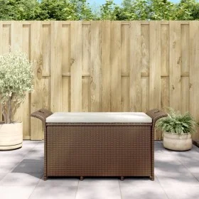 Garden bench with brown synthetic rattan cushion 116x46x57 cm by vidaXL, garden benches - Ref: Foro24-363416, Price: 129,75 €...