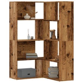 Estantería de esquina 4 niveles madera envejecida 85x85x140 cm