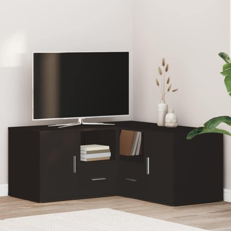 Mueble de esquina madera de ingeniería negro 160x40x45 cm