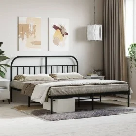 Bed frame with black metal headboard 180x200 cm by vidaXL, Beds and slatted bases - Ref: Foro24-353639, Price: 150,79 €, Disc...
