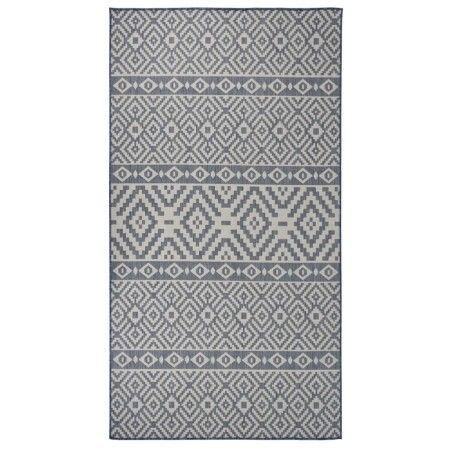 Blau gestreifter flachgewebter Outdoor-Teppich 80x150 cm von vidaXL, Teppiche - Ref: Foro24-340834, Preis: 29,45 €, Rabatt: %