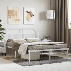 Bettgestell aus weißem Metall mit Kopfteil 140x200 cm von vidaXL, Betten und Lattenroste - Ref: Foro24-353685, Preis: 102,06 ...