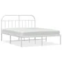 Bettgestell aus weißem Metall mit Kopfteil 140x200 cm von vidaXL, Betten und Lattenroste - Ref: Foro24-353685, Preis: 100,56 ...
