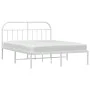 Bettgestell aus weißem Metall mit Kopfteil 140x200 cm von vidaXL, Betten und Lattenroste - Ref: Foro24-353685, Preis: 100,56 ...